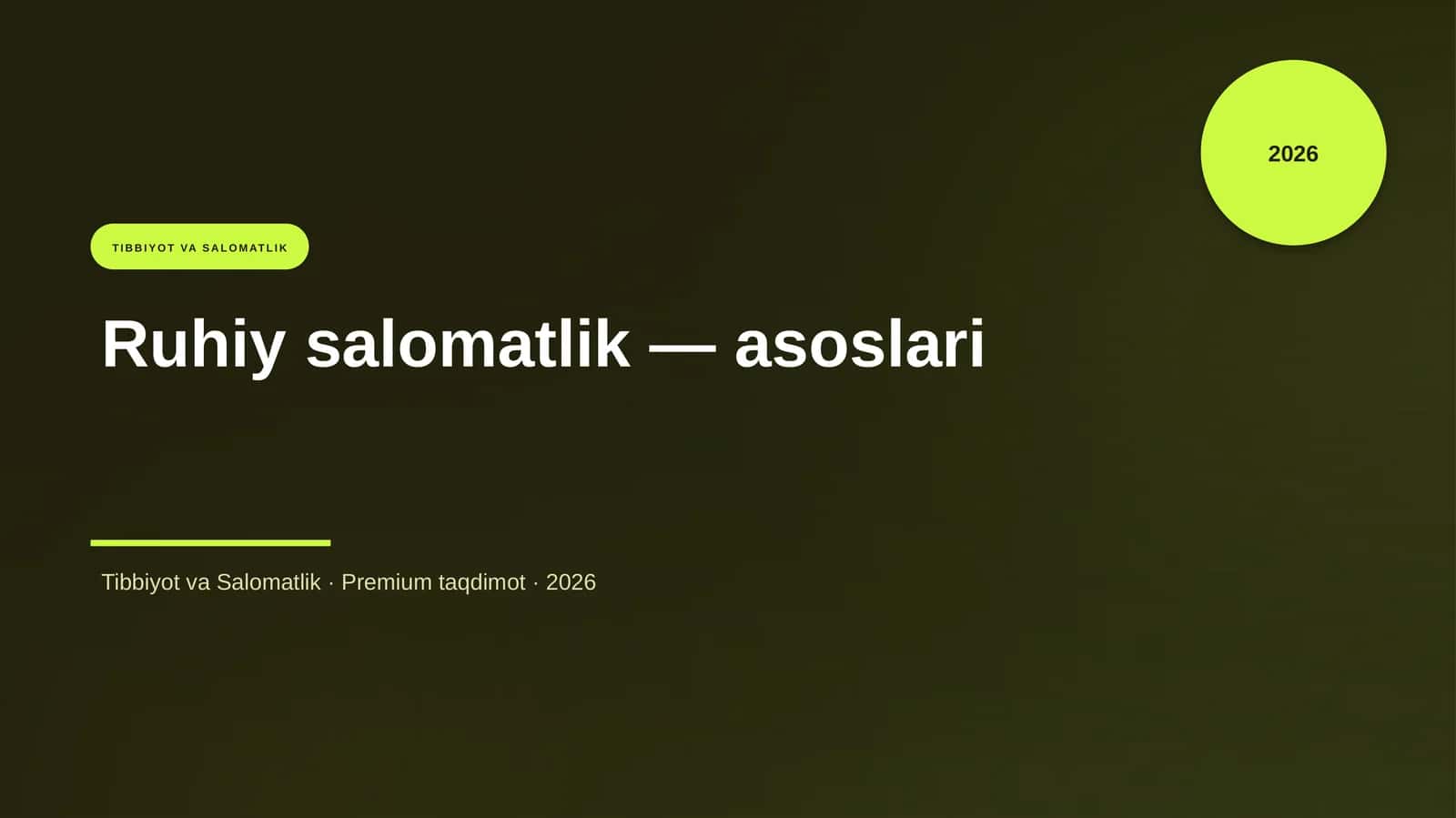 Ruhiy salomatlik — asoslari