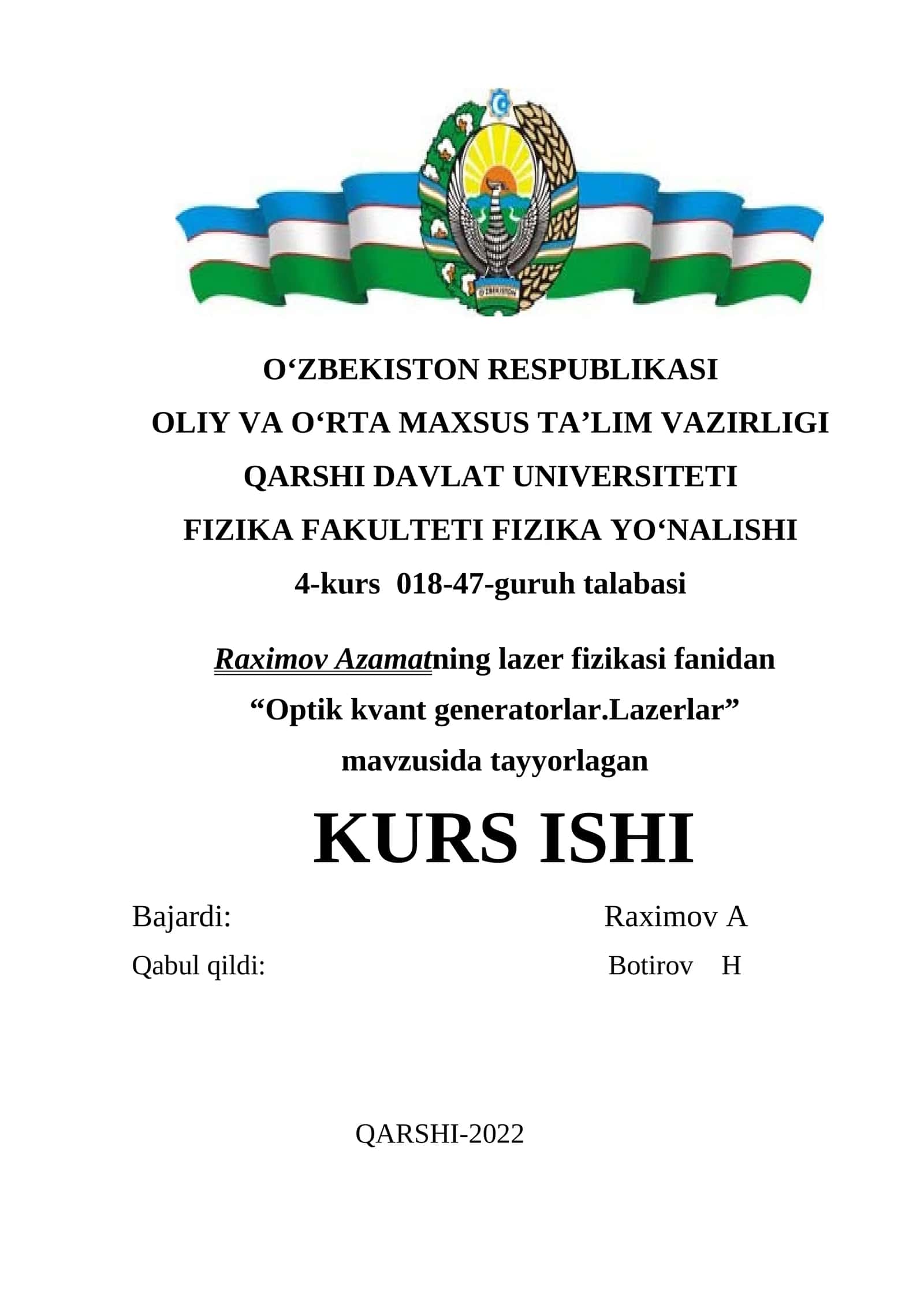 Optik kvant generatorlar.Lazerlar