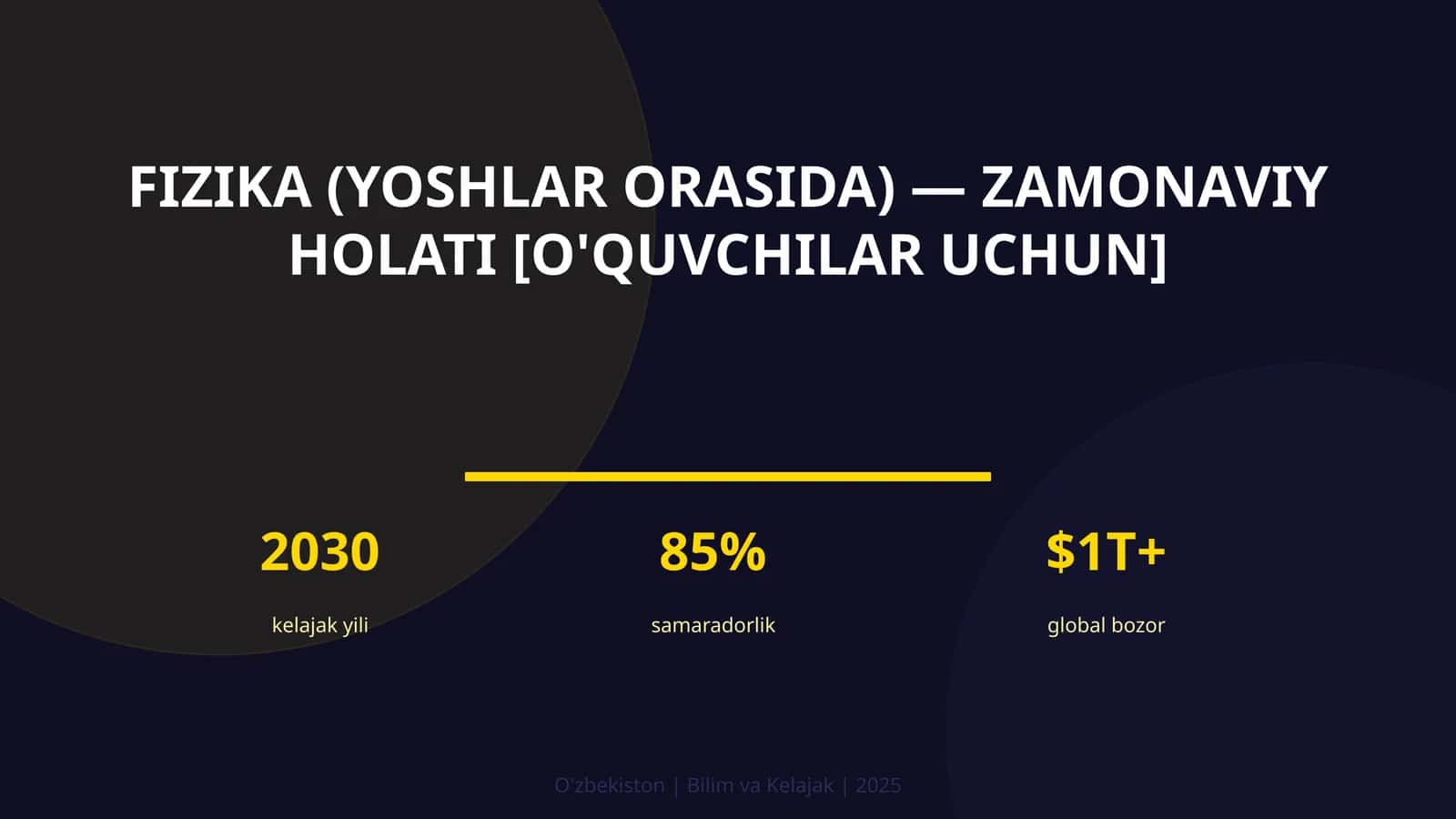 Fizika (YOSHLAR ORASIDA) — ZAMONAVIY HOLATI [O'QUVCHILAR UCHUN]