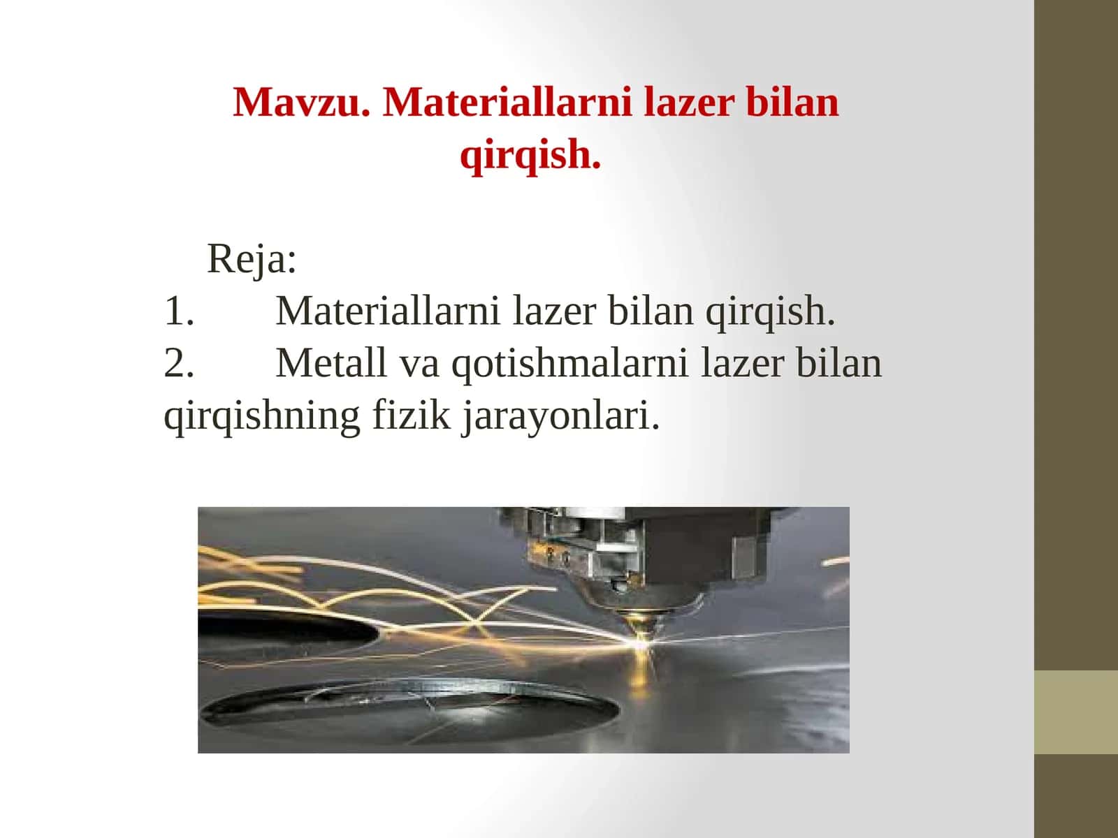Mаtеriаllаrni lаzеr bilan qirqish