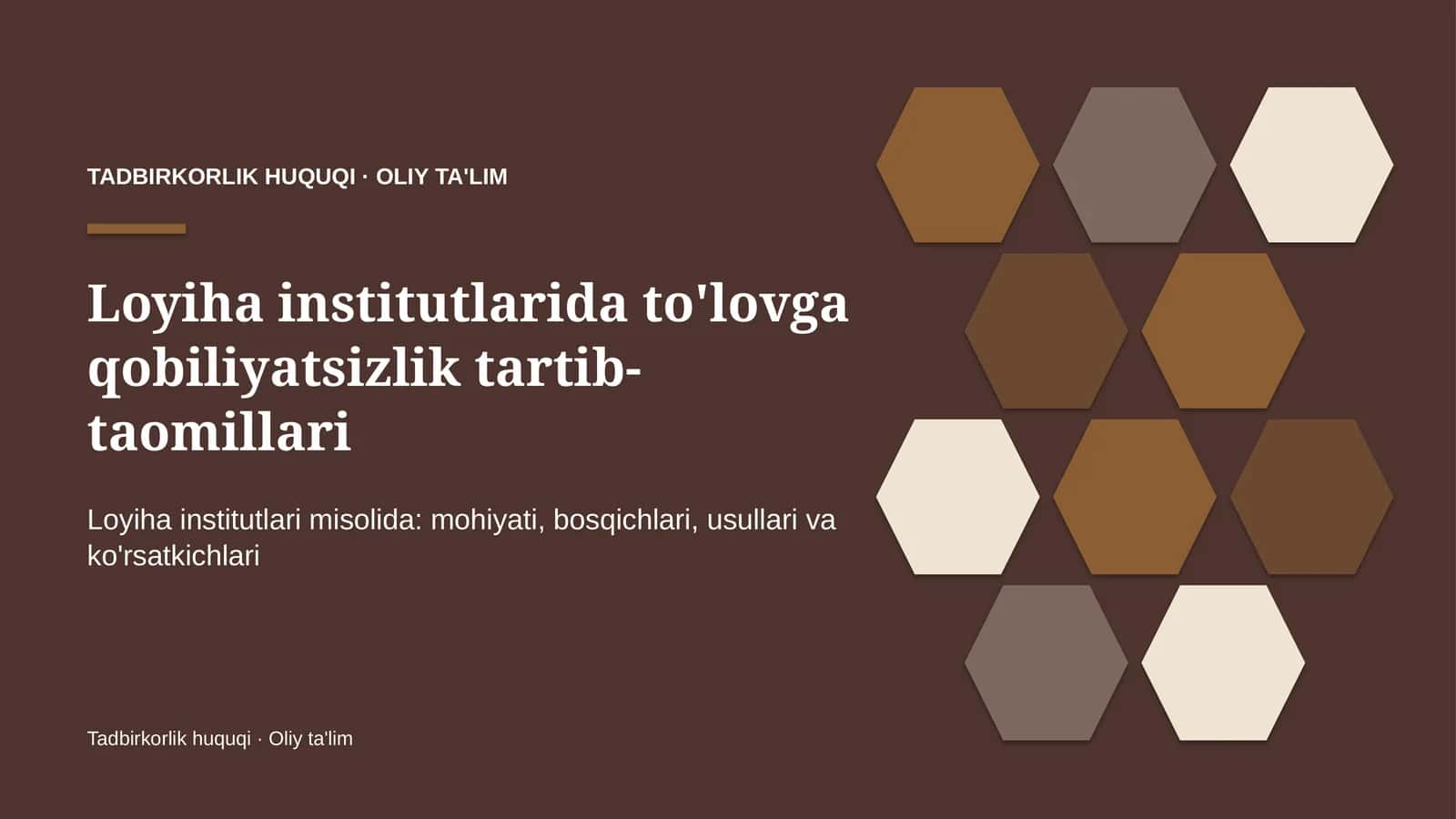 Loyiha institutlarida to'lovga qobiliyatsizlik tartib-taomillari