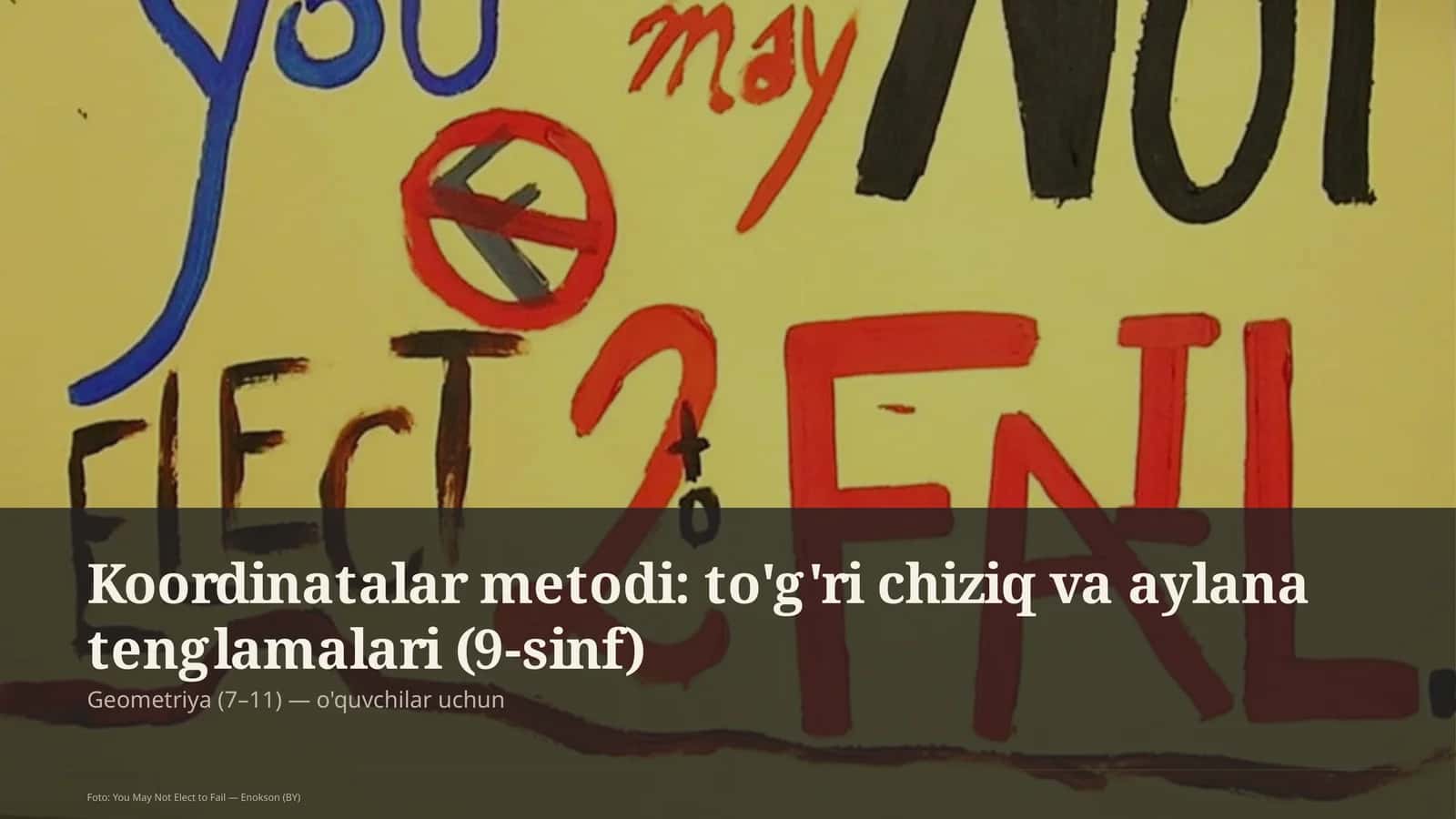 Koordinatalar metodi: to'g'ri chiziq va aylana tenglamalari (9-sinf)