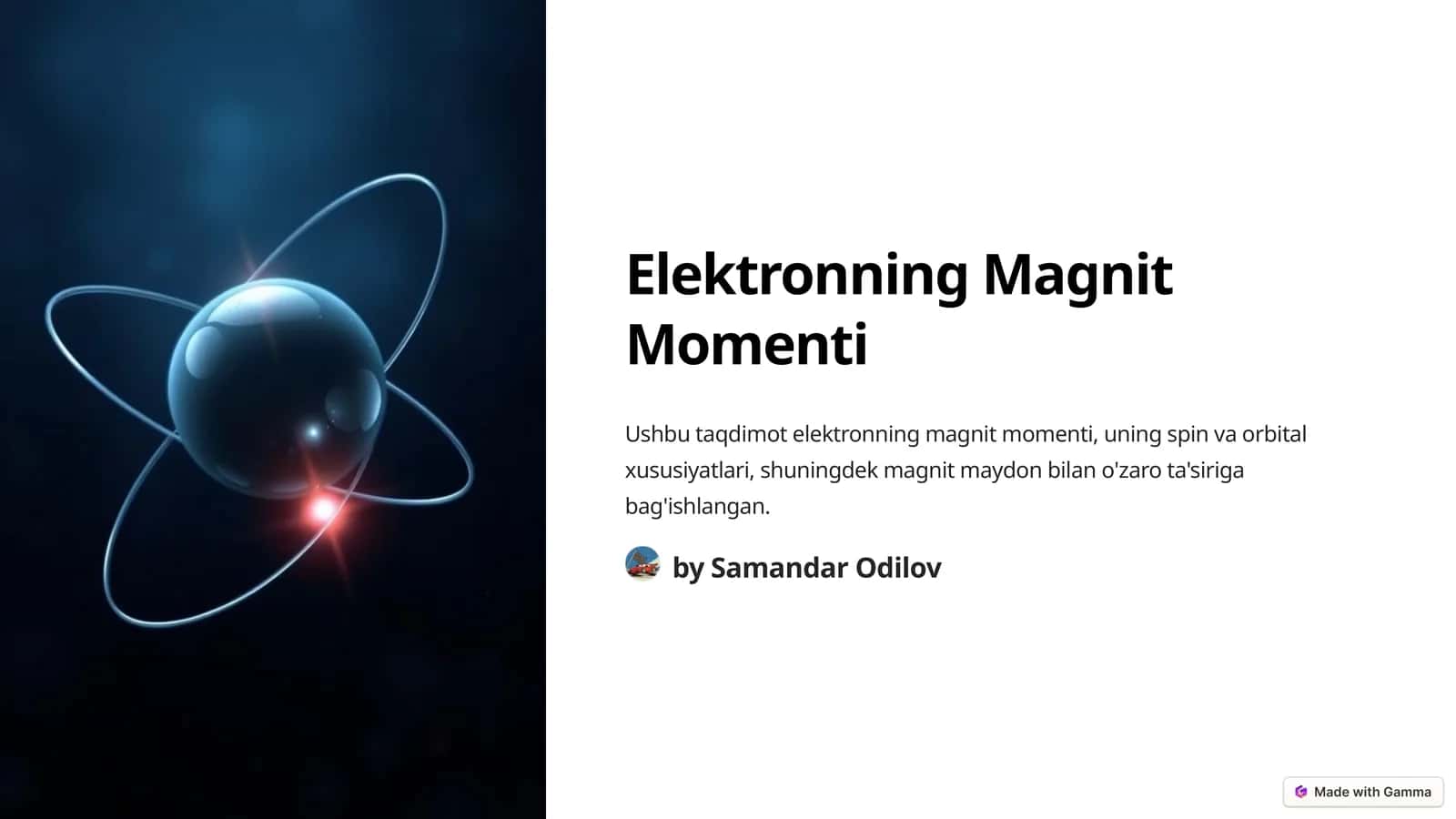Elektronning Magnit Momenti