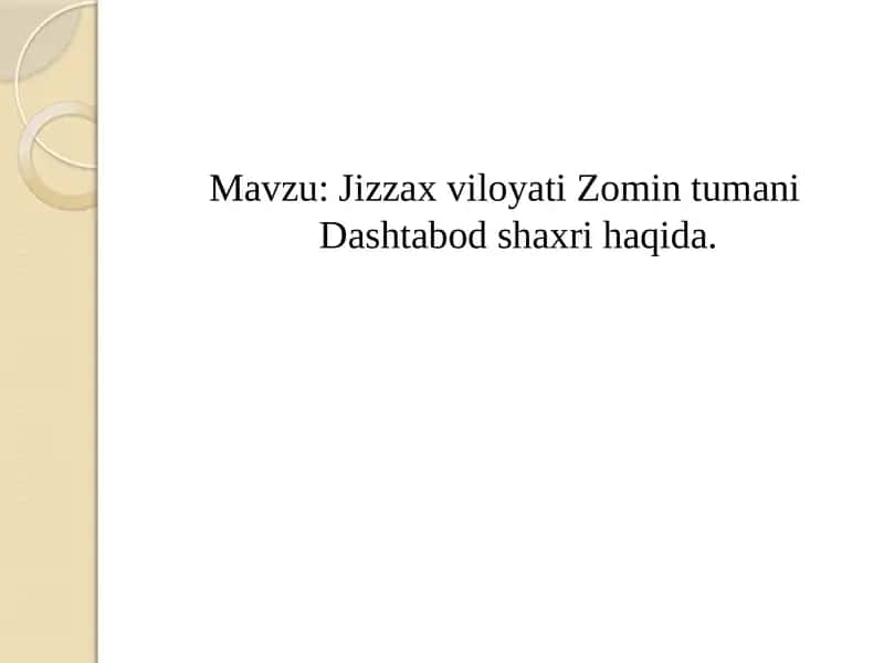 Dashtabod shaxri haqida
