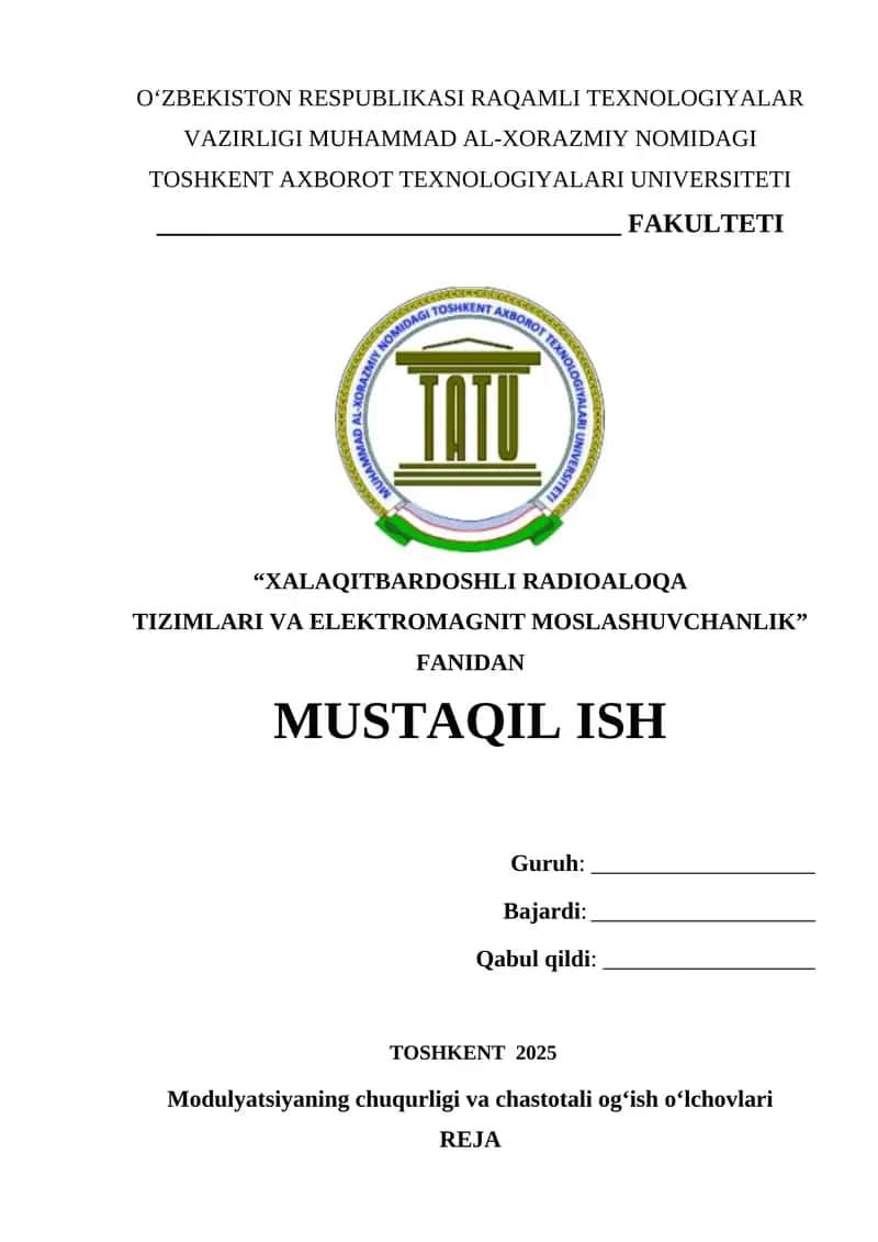 Modulyatsiyaning chuqurligi va chastotali og‘ish o‘lchovlari
