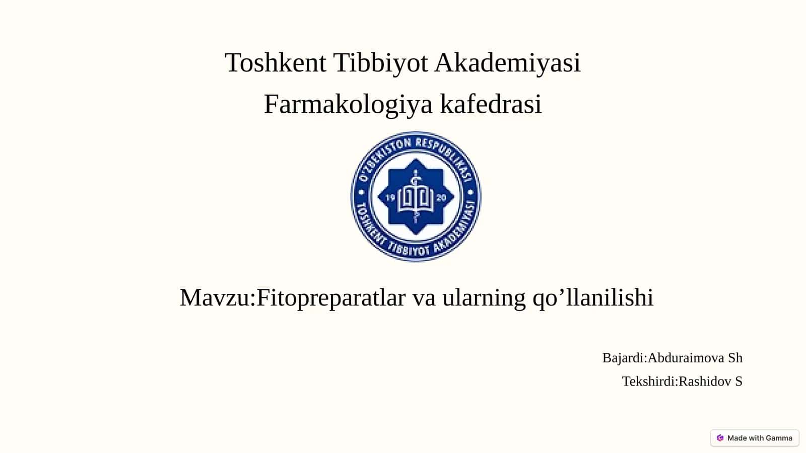 Fitopreparatlar va Ularning Qo'llanilishi