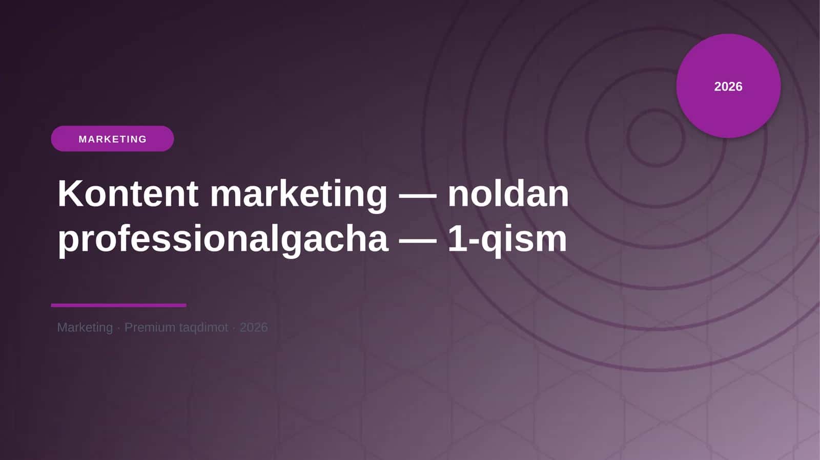 Kontent marketing — noldan professionalgacha — 1-qism