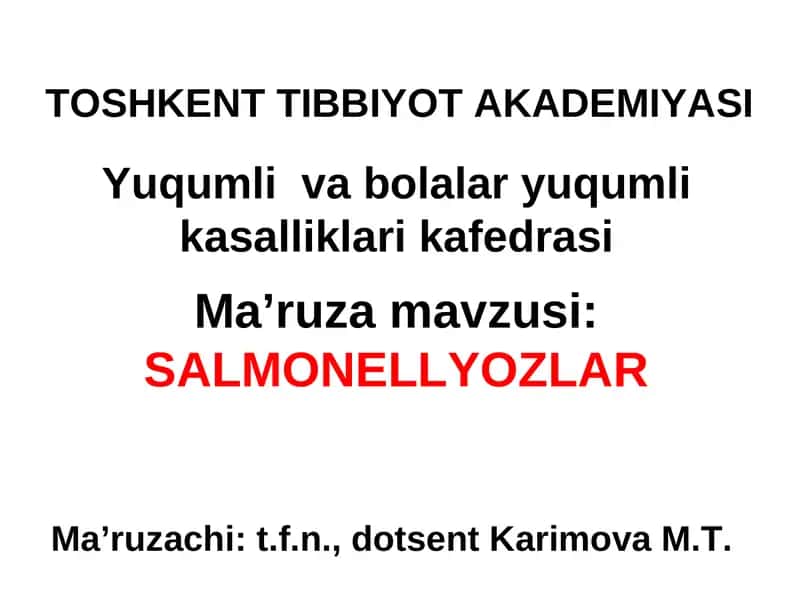 SALMONELLYOZLAR