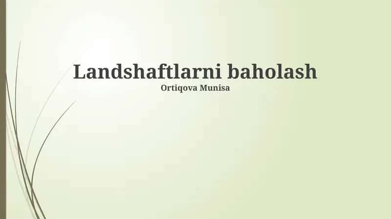 Landshaftlarni baholash