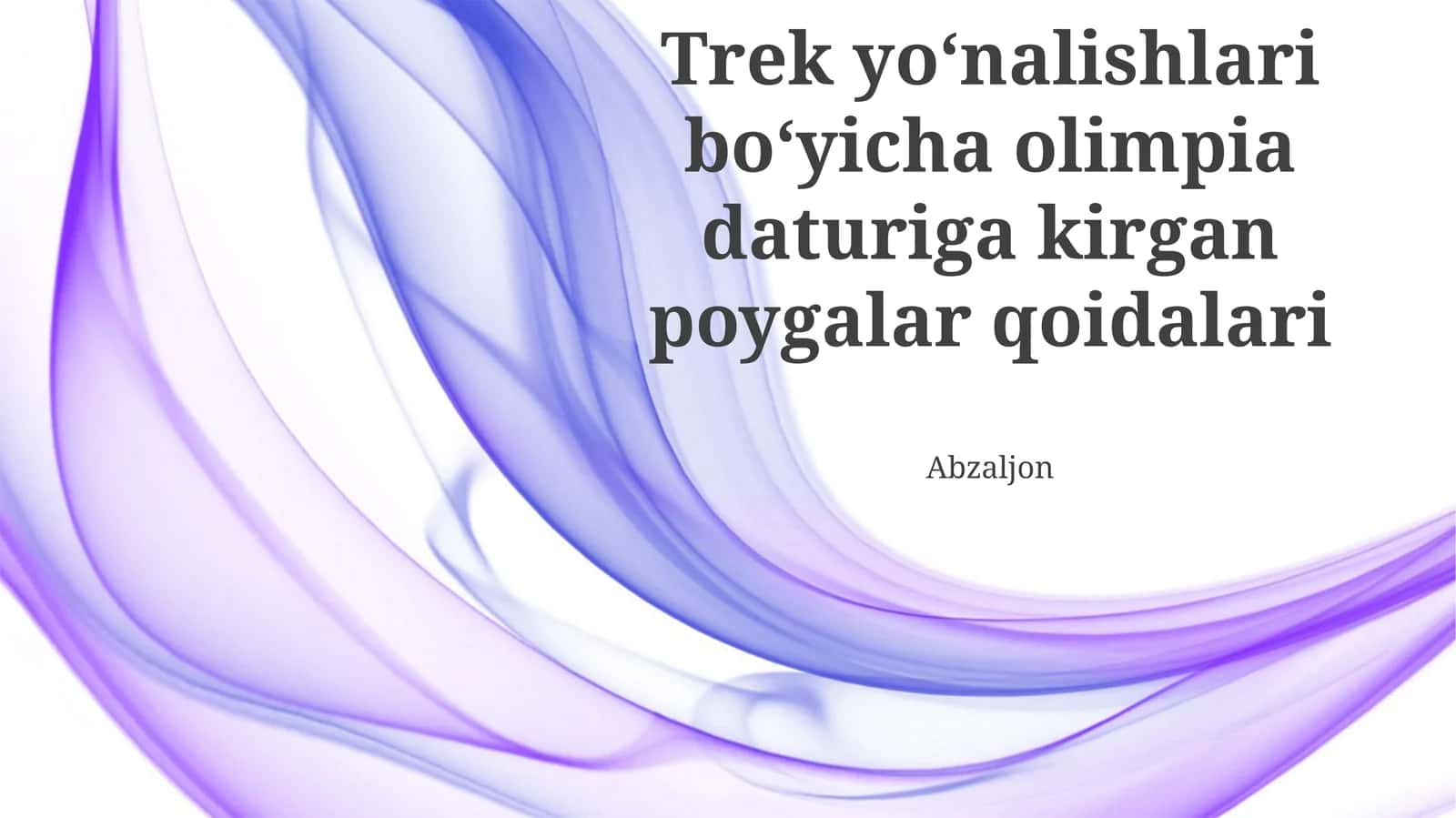 Olimpiya Trekking Poygalariga Qarshi Harakatlanish Qoidalari