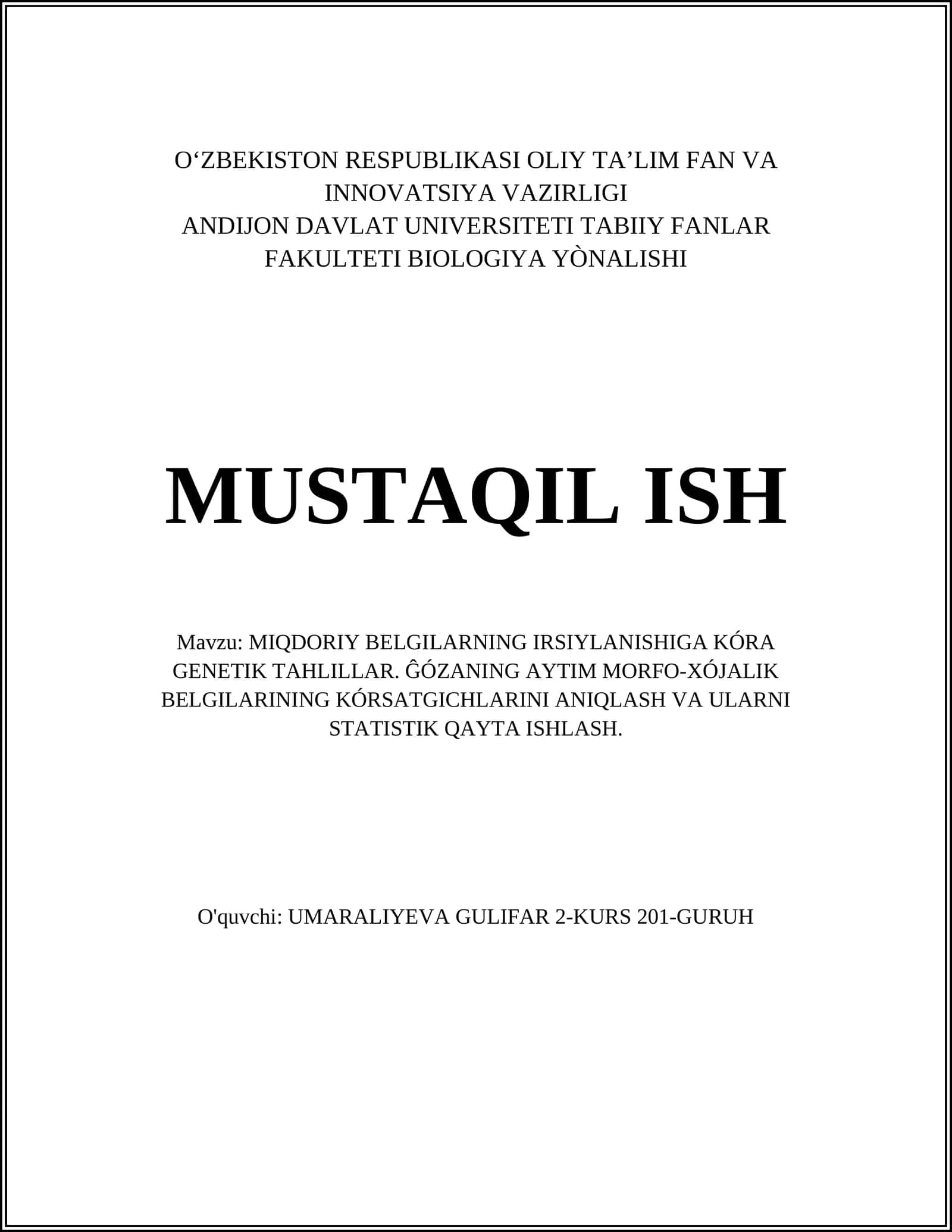 MIQDORIY BELGILARNING IRSIYLANISHI