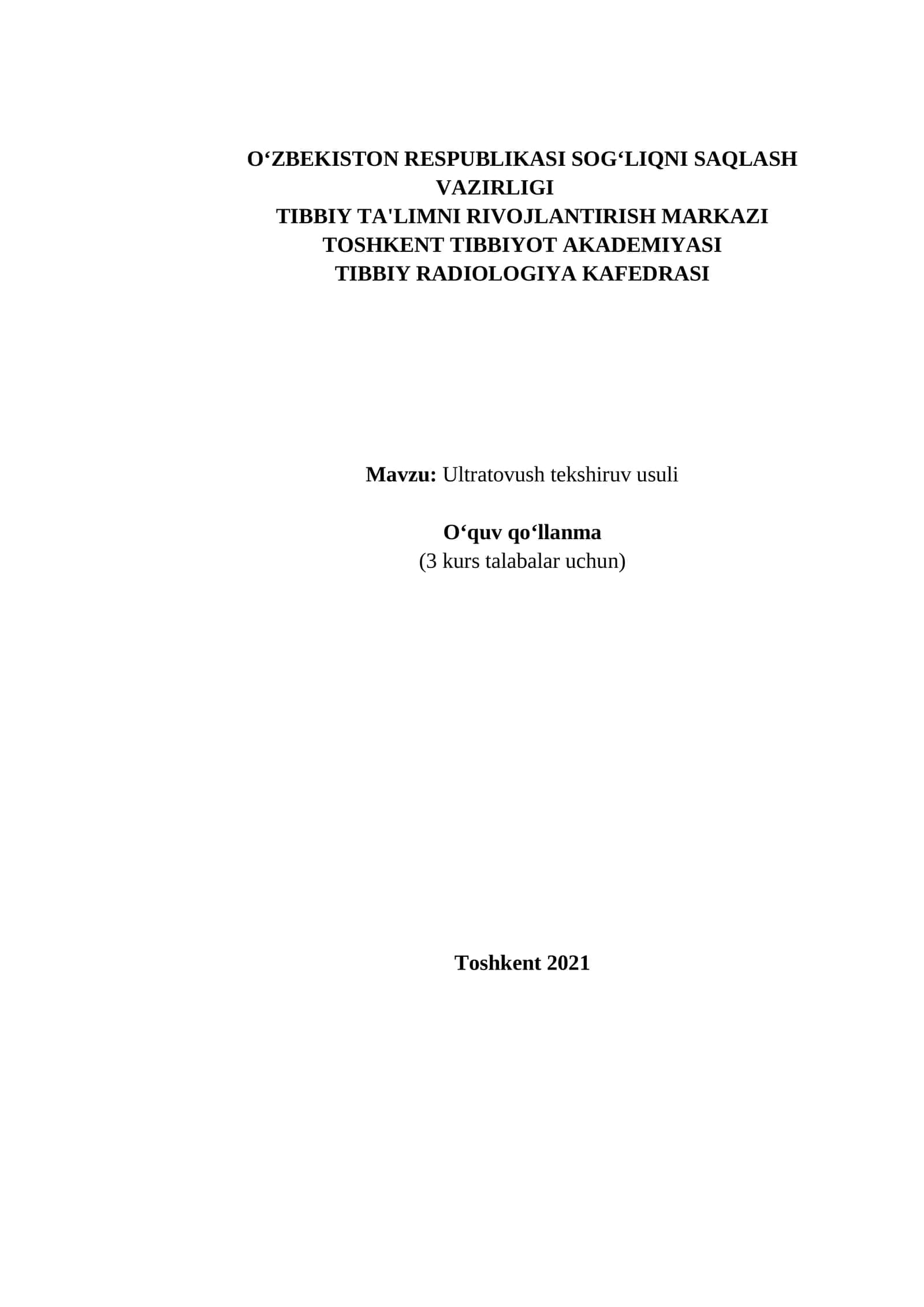 Ultratovush tekshiruv usuli