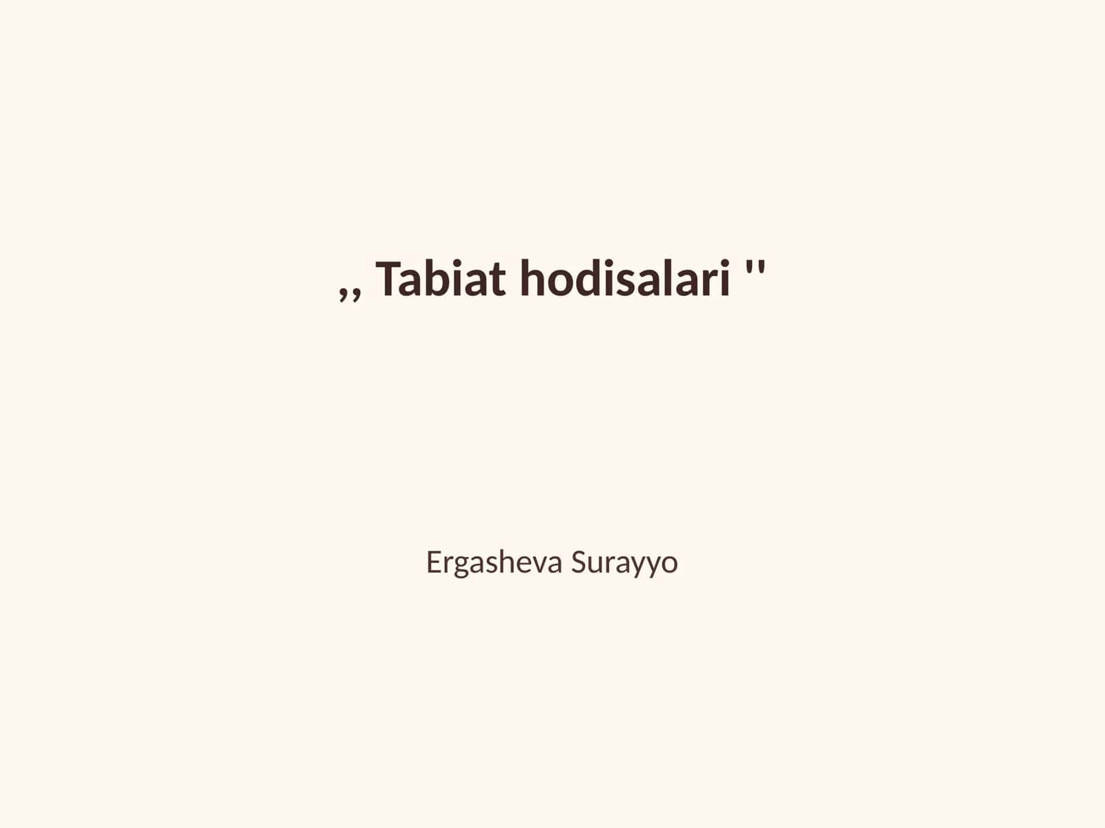 Tabiat hodisalari