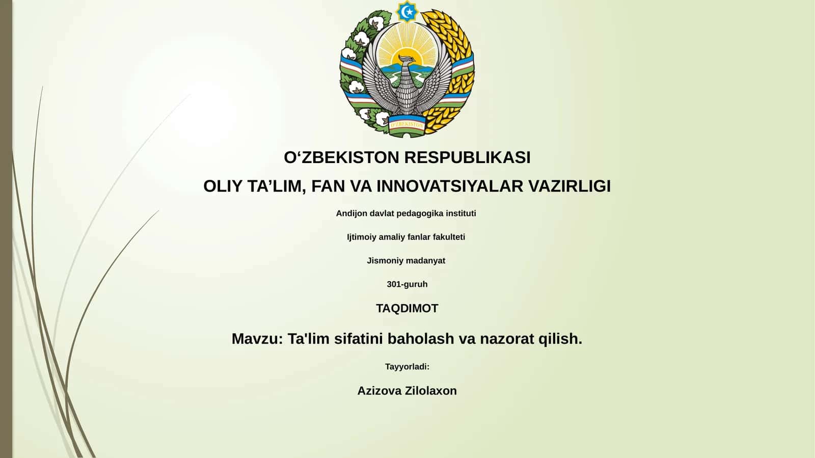Ta'lim sifatini baholash va nazorat qilish