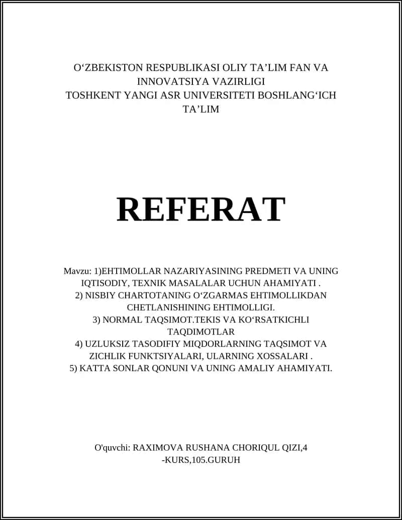 Ehtimollar Nazariyasi