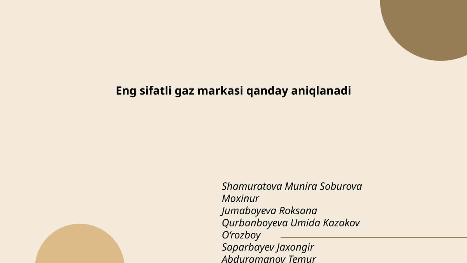 Eng sifatli gaz markasi qanday aniqlanadi