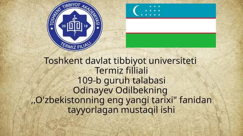 Tibbiyot talabalari uchun tarix fanidan 30slaydli mustaqil ish