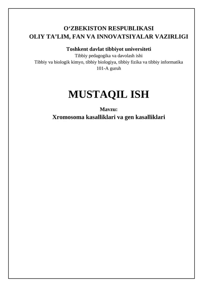 Xromosoma va genetik kasalliklar