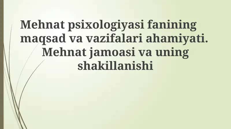 Mehnat psixologiyasi