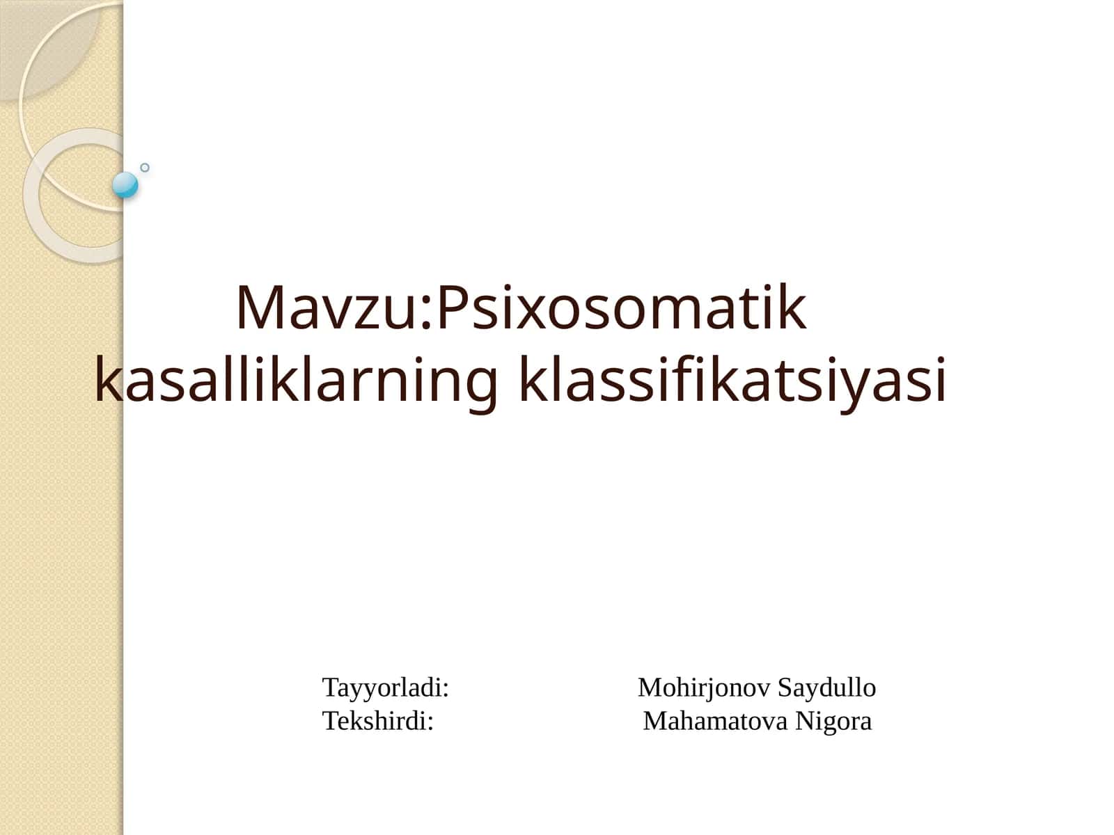 Psixosomatikk salliklarning klassifikatsiyasi