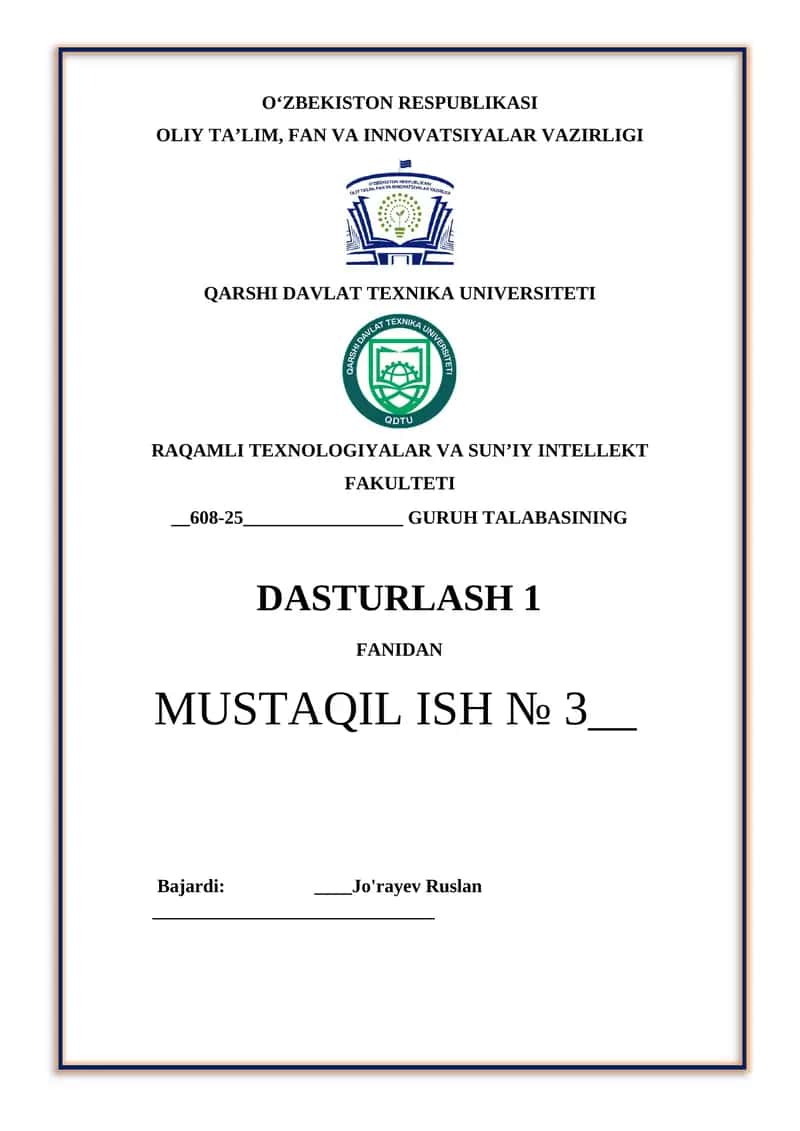 DASTURLASH 1