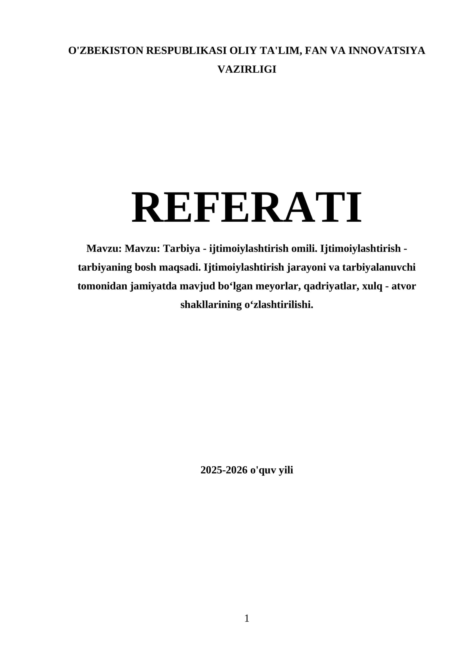 Tarbiya - ijtimoiylashtirish omili
