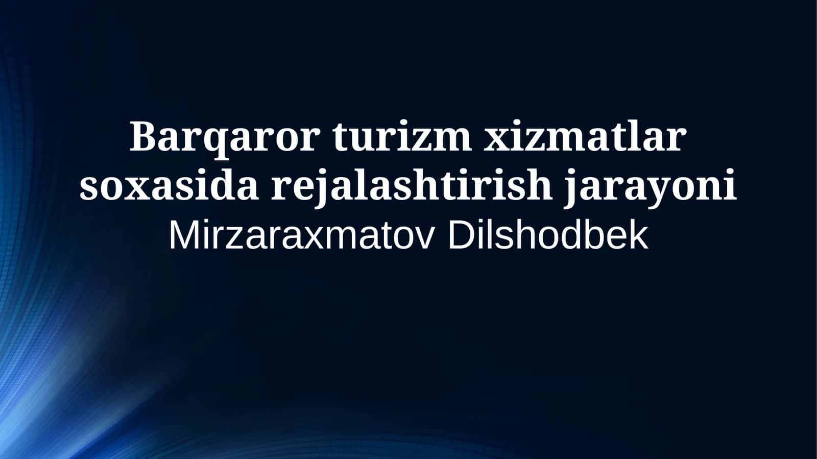 Barqaror turizm xizmatlar soxasida rejalashtirish