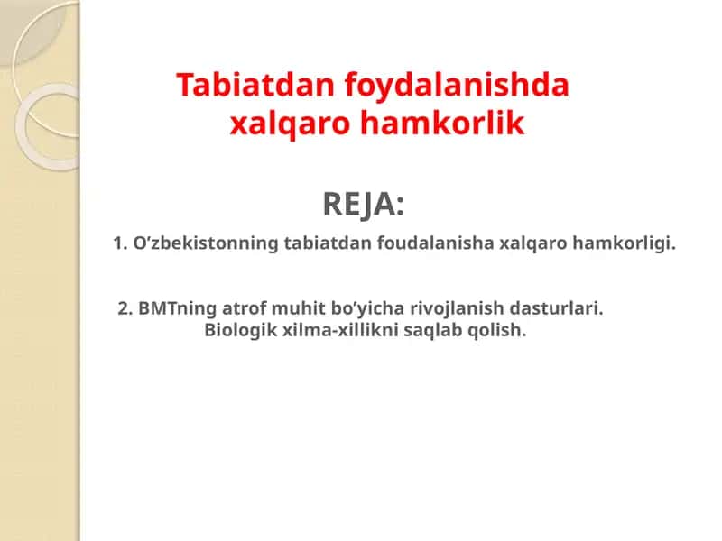 Tabiatdan foydalanishda xalqaro hamkorlik