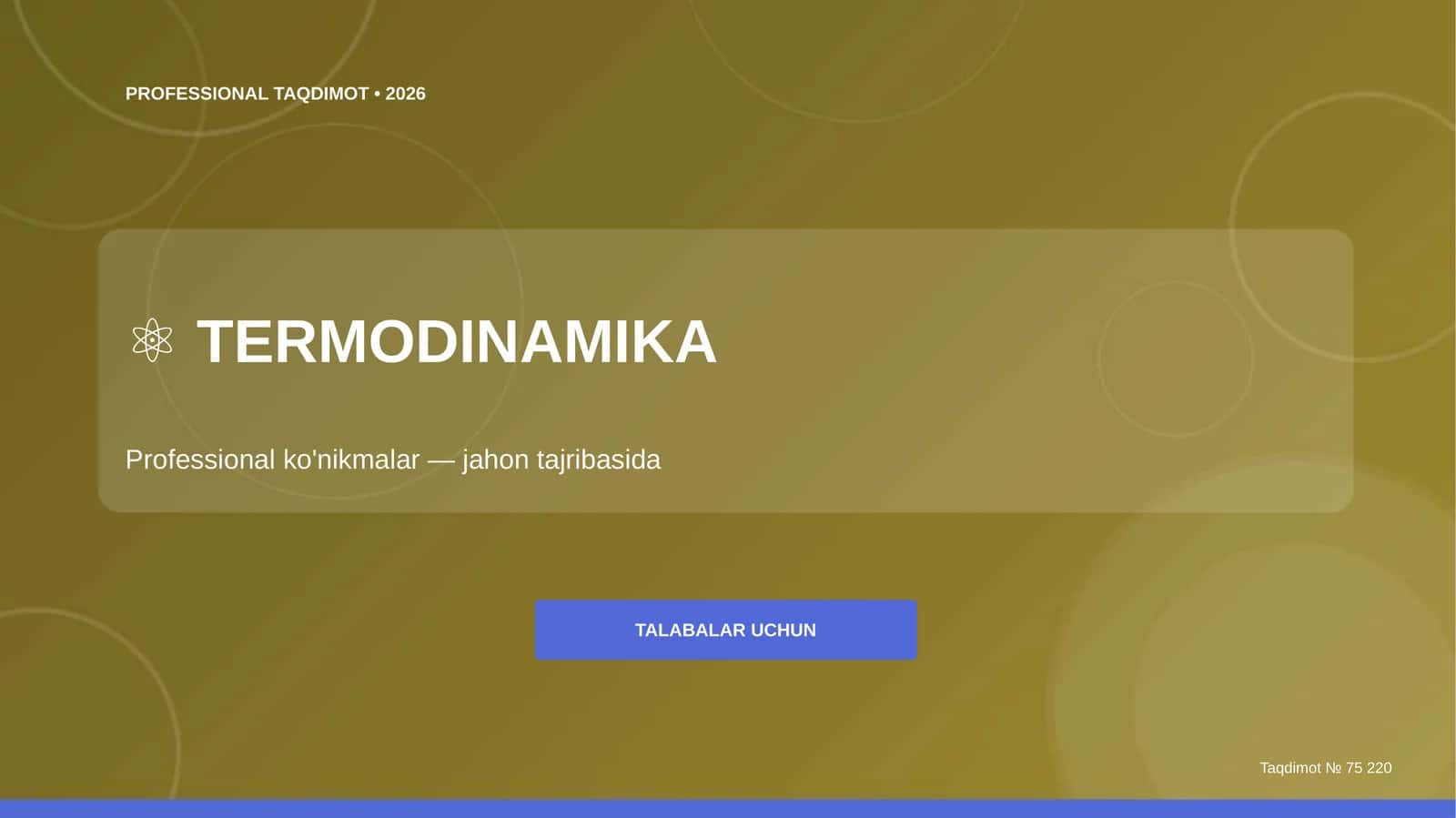 Termodinamika: professional ko'nikmalar