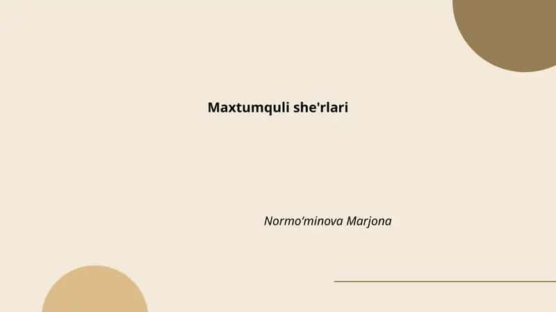Maxtumquli she'rlari