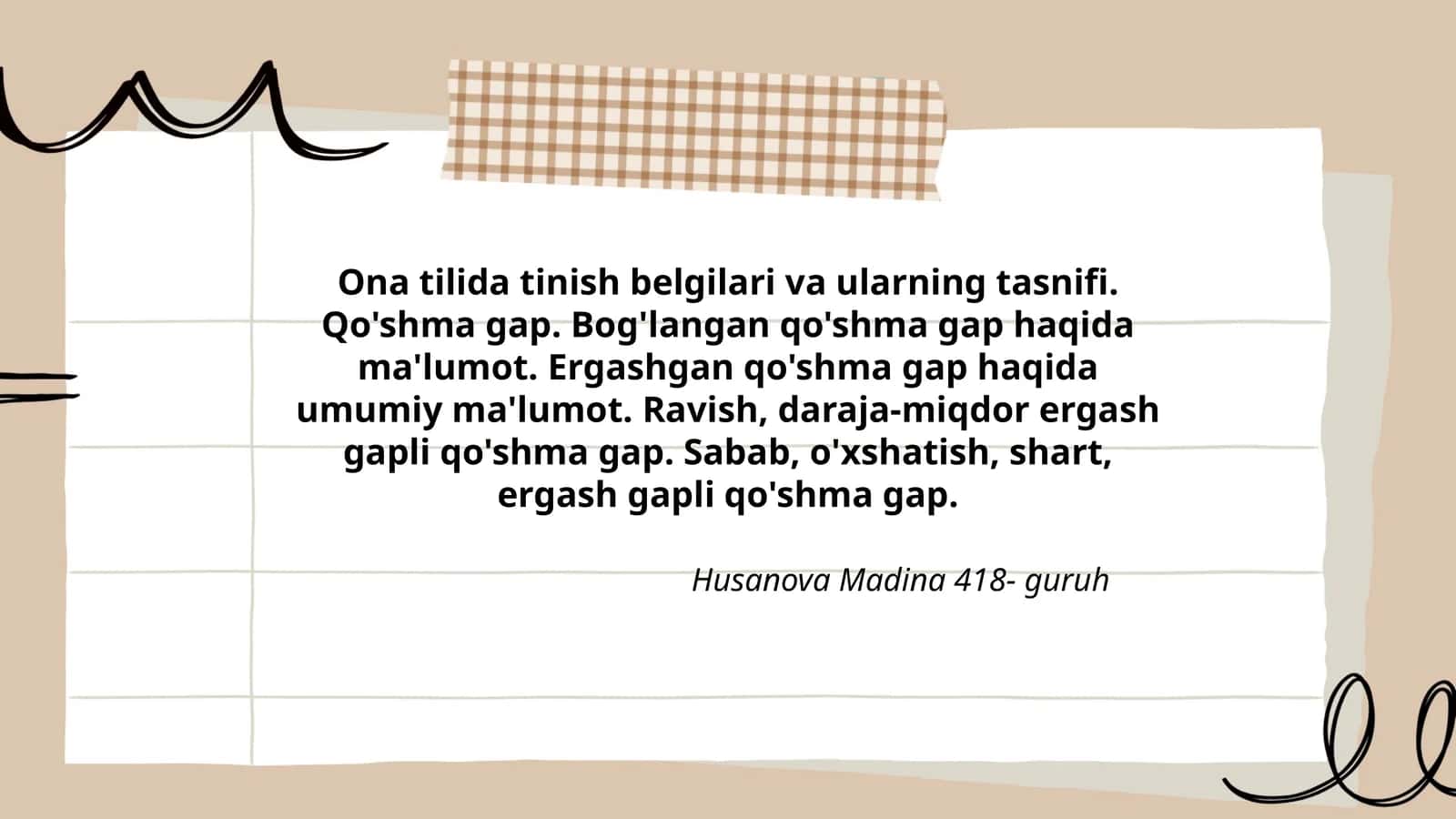 Husanova Madina Ona Tilida Tinish Belgilari