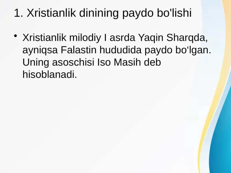 Xristianlik dinining paydo bo'lishi