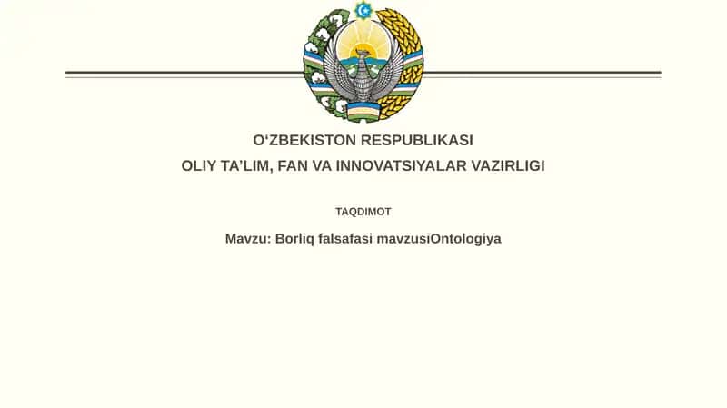 Borliq falsafasining Ontologiyasi
