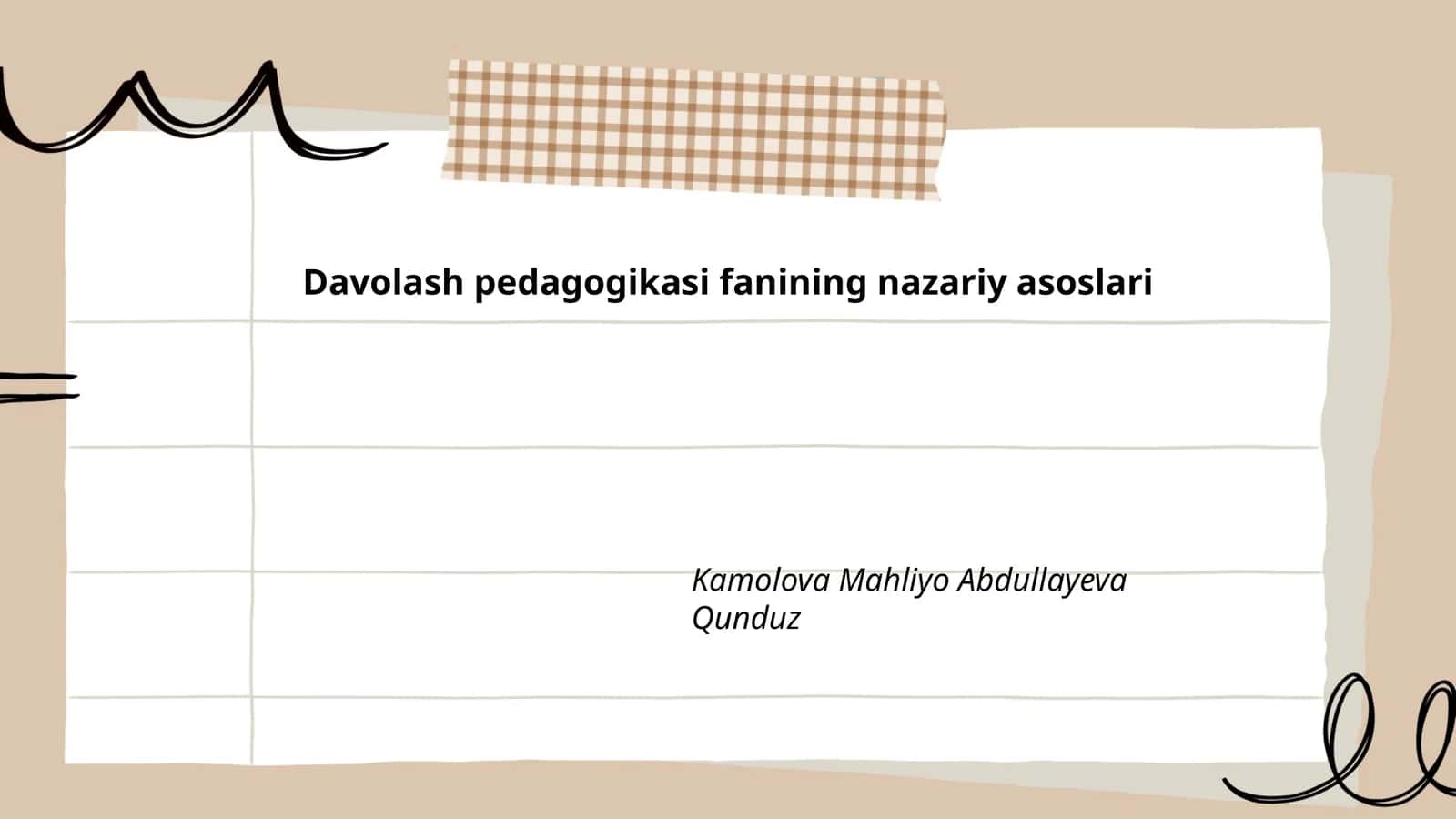 Davolash pedagogikasi fanining nazariy asoslari