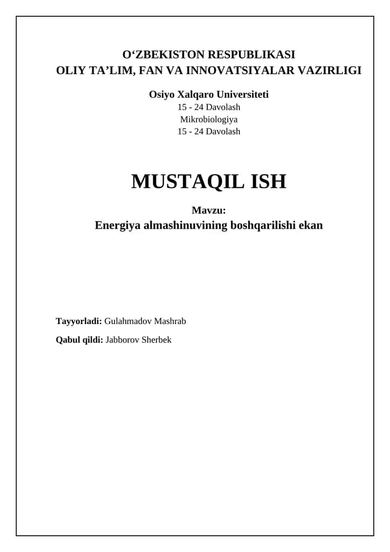 Energiya almashinuvini tartibga solishning asosiy mexanizmlari