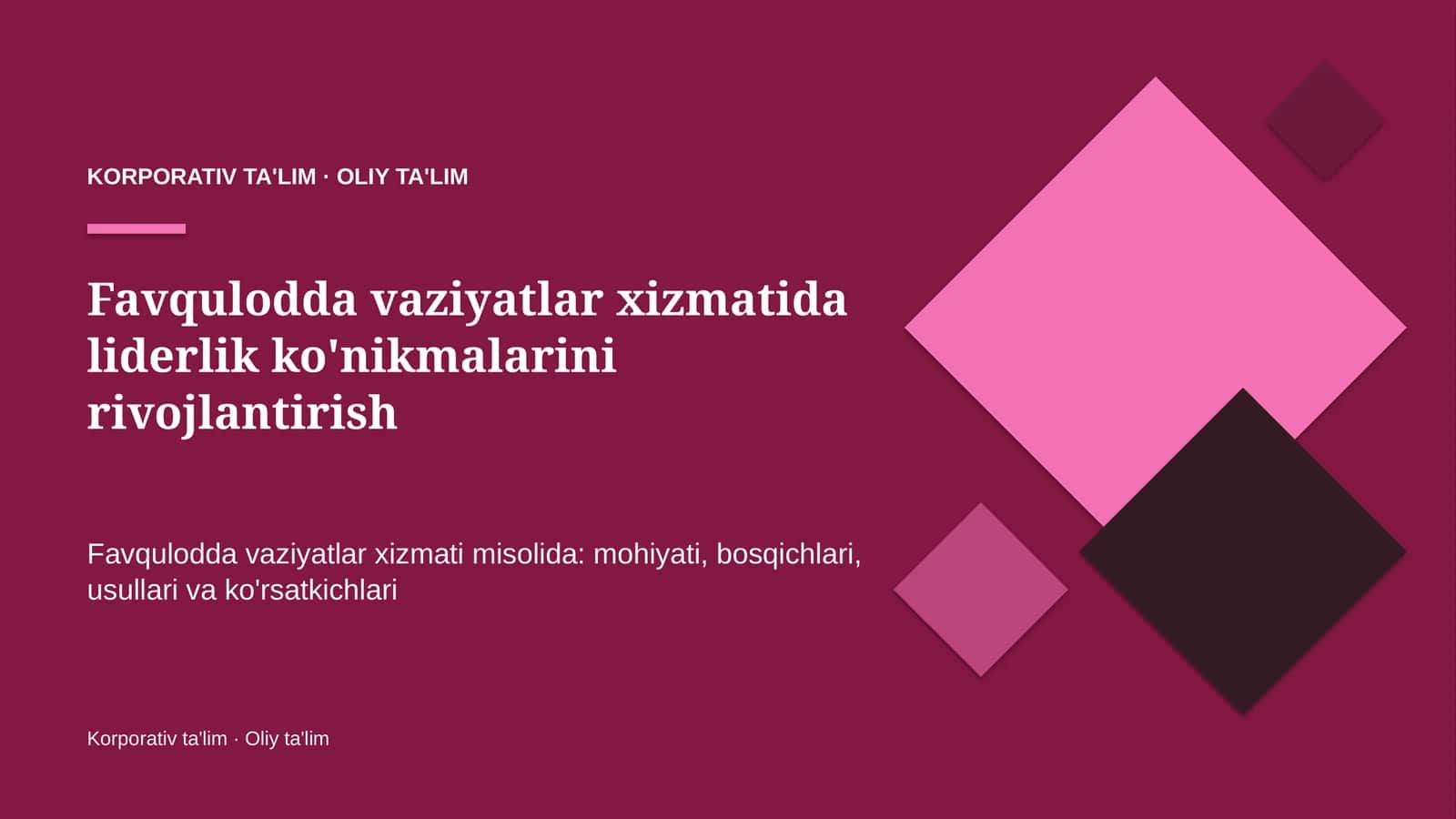 Favqulodda vaziyatlar xizmatida liderlik ko'nikmalarini rivojlantirish