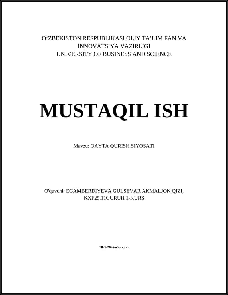QAYTA QURISH SIYOSATI