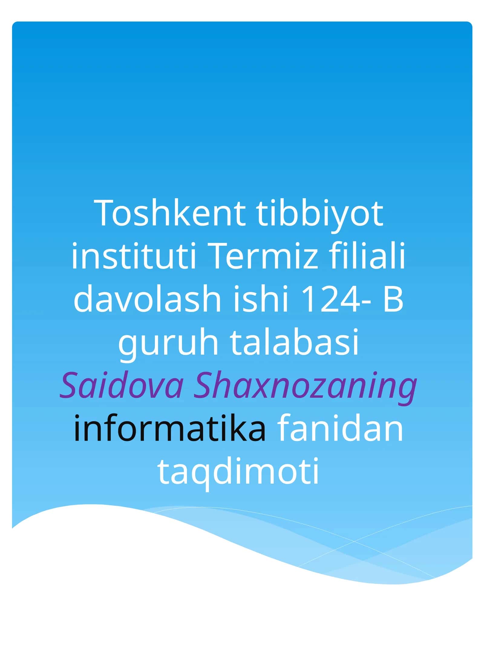 Informatikadan taqdimot