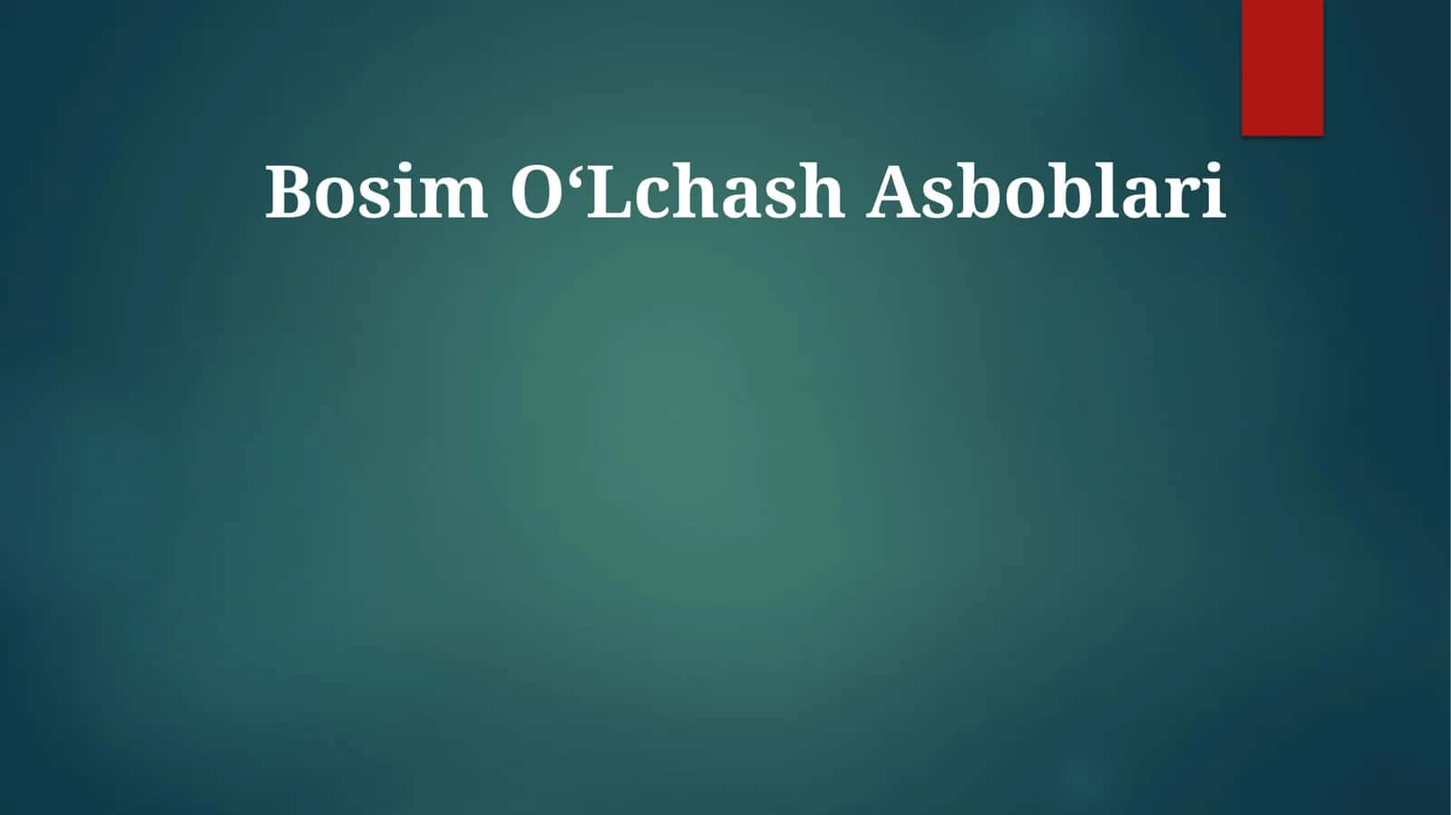 Bosim O'lchash Asboblari