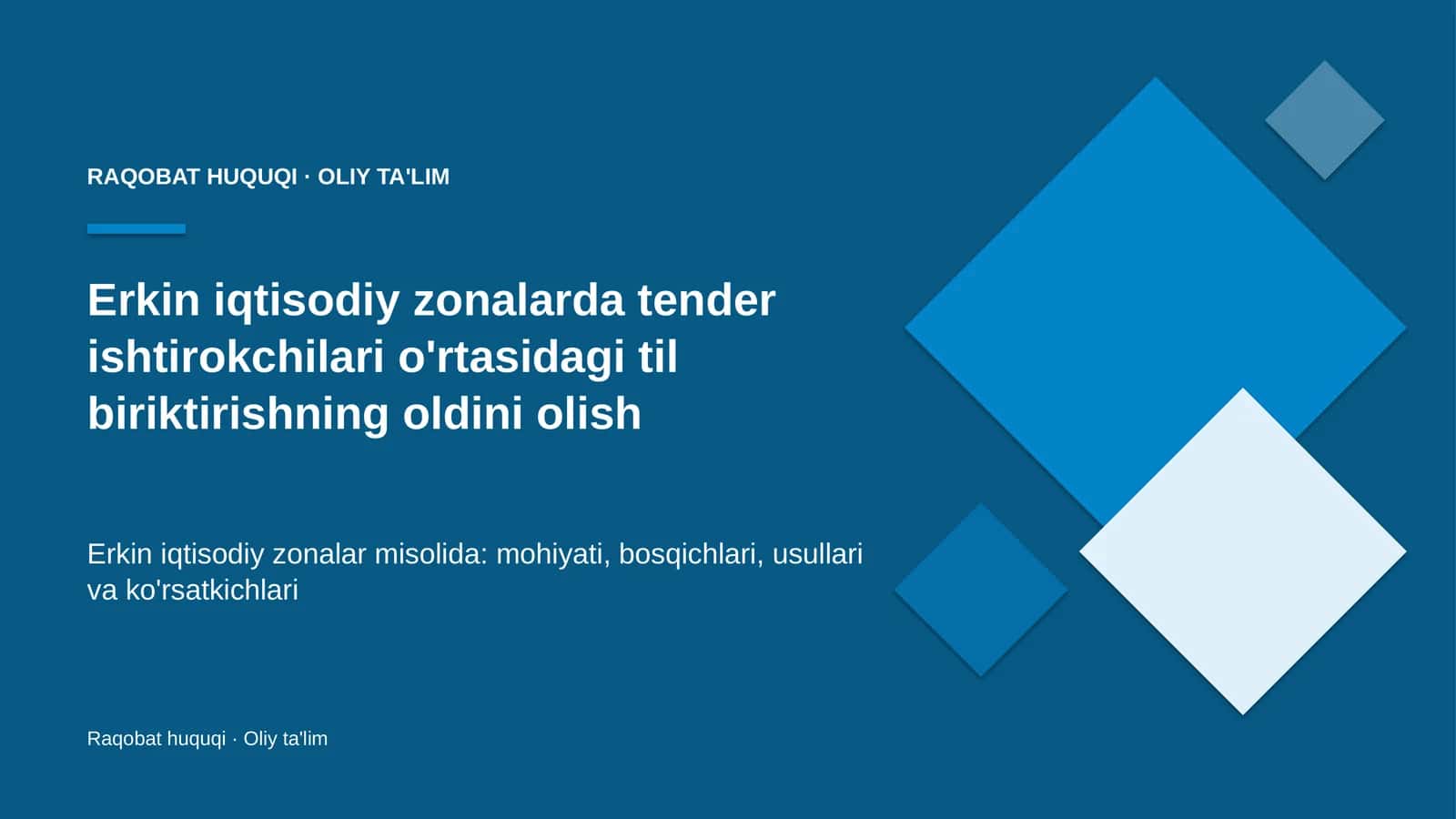 erkin iqtisodiy zonalarda tender ishtirokchilari o'rtasidagi til biriktirishning oldini olish 8752