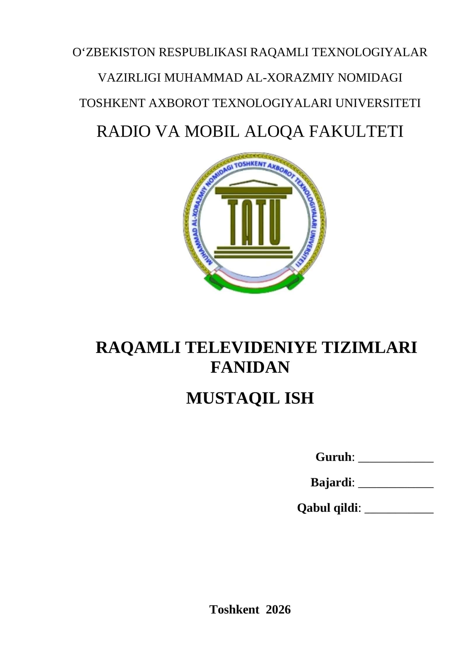 DVB-T raqamli televideniye qabul qilgichi parametrlarini o‘lchash usullari