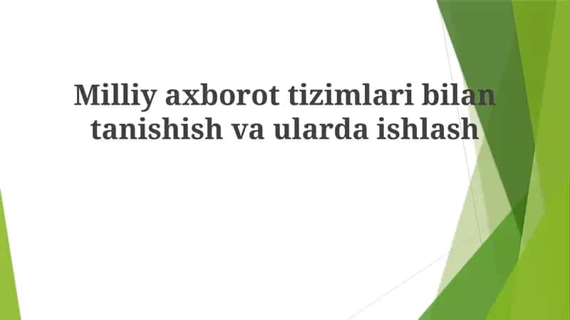 Tizim Umumiy Ko'rinishi