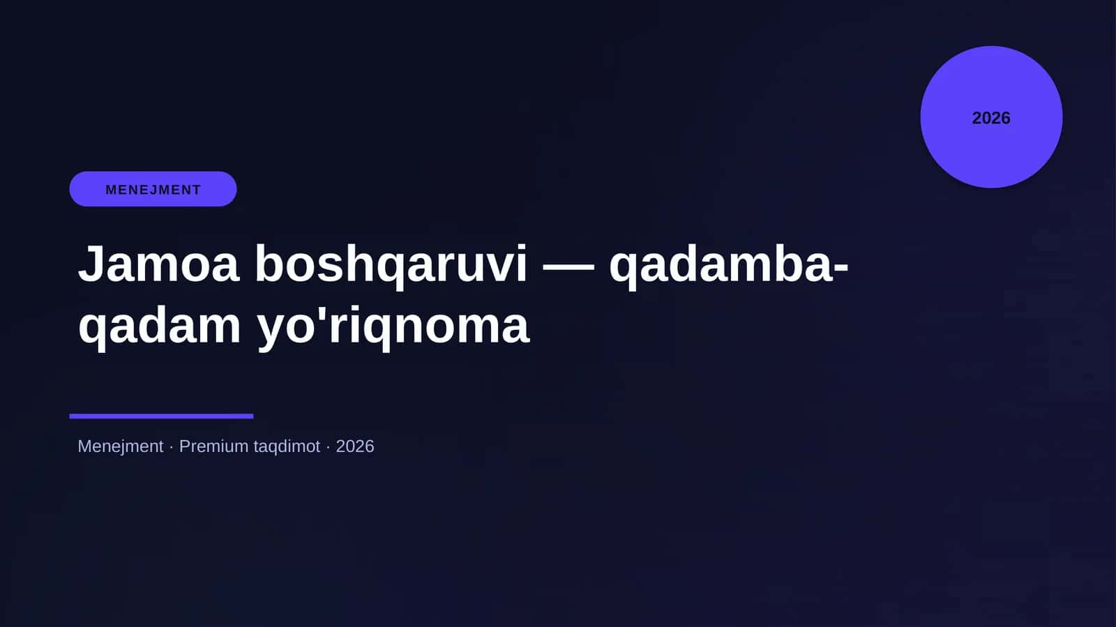 Jamoa boshqaruvi — qadamba-qadam yo'riqnoma