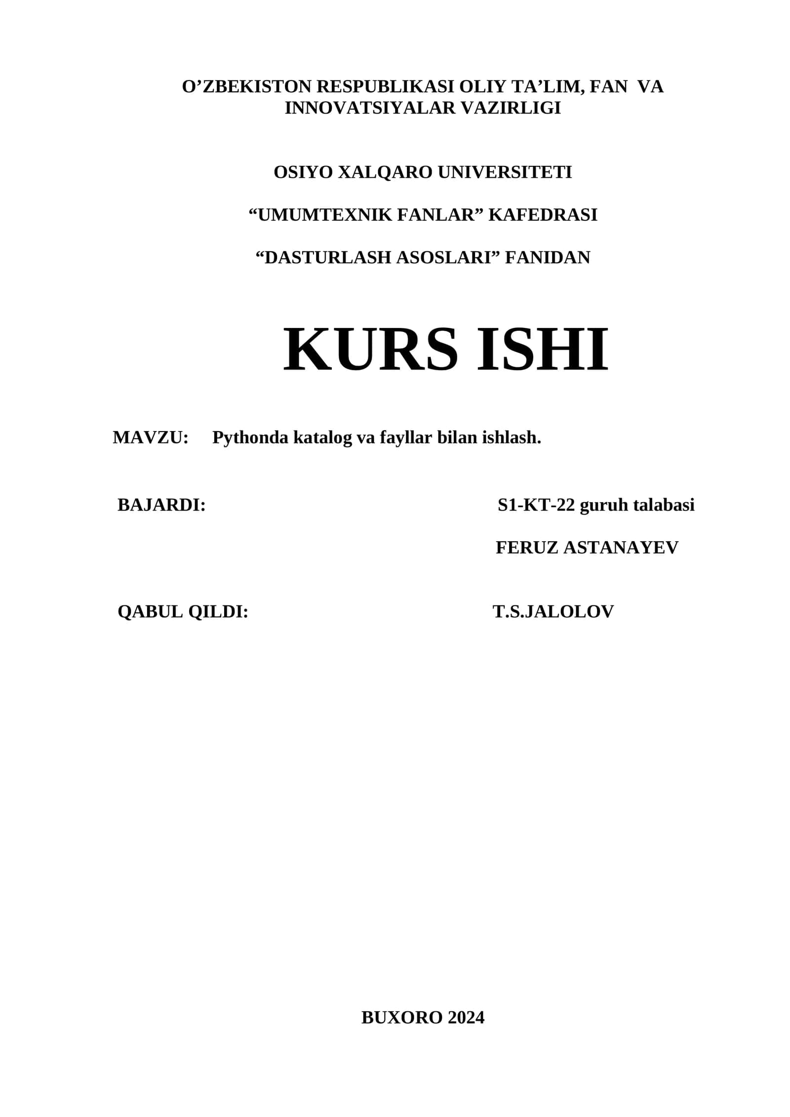 Pythonda katalog va fayllar bilan ishlash