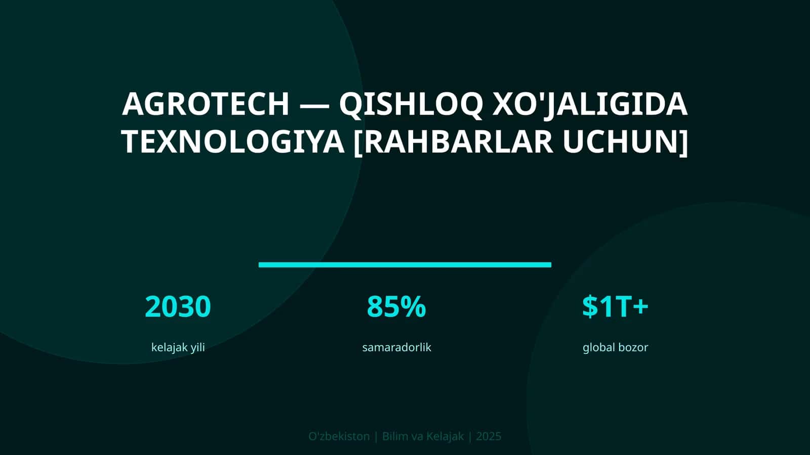 Agrotech — qishloq xo'jaligida texnologiya [rahbarlar uchun]