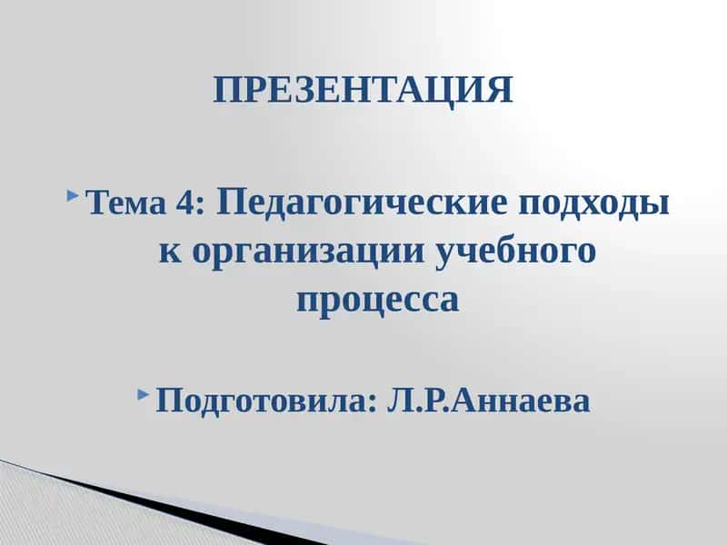 Педагогические подходы к организации учебного процесса