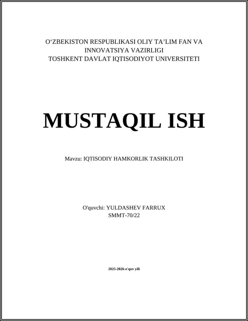 IQTISODIY HAMKORLIK TASHKILOTI