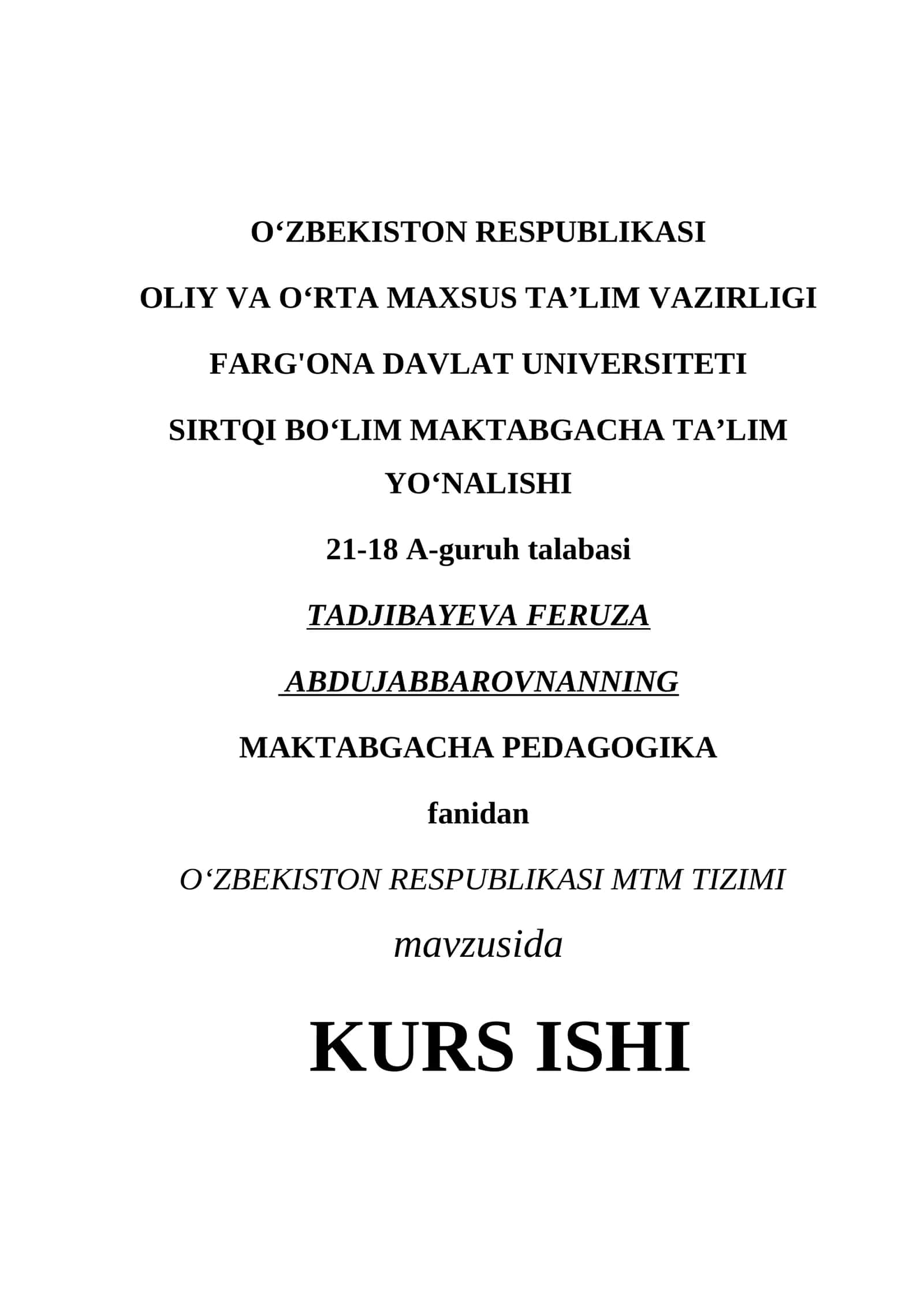 O‘zbekiston Respublikasi MTM tizimi
