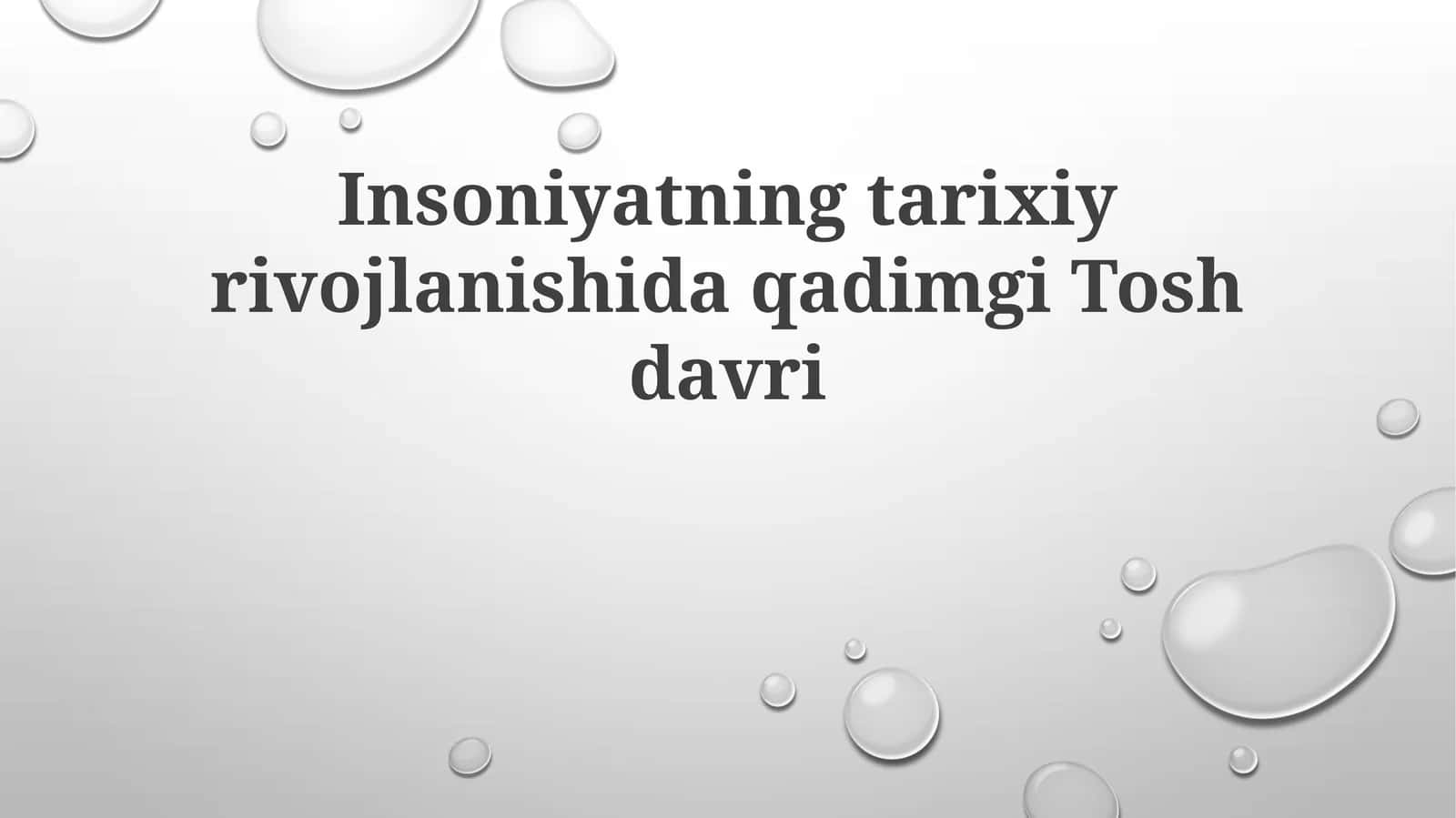 Insoniyatning tarixiy rivojlanishida qadimgi Tosh davri