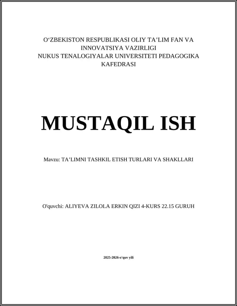 An'anaviy sinf darslari